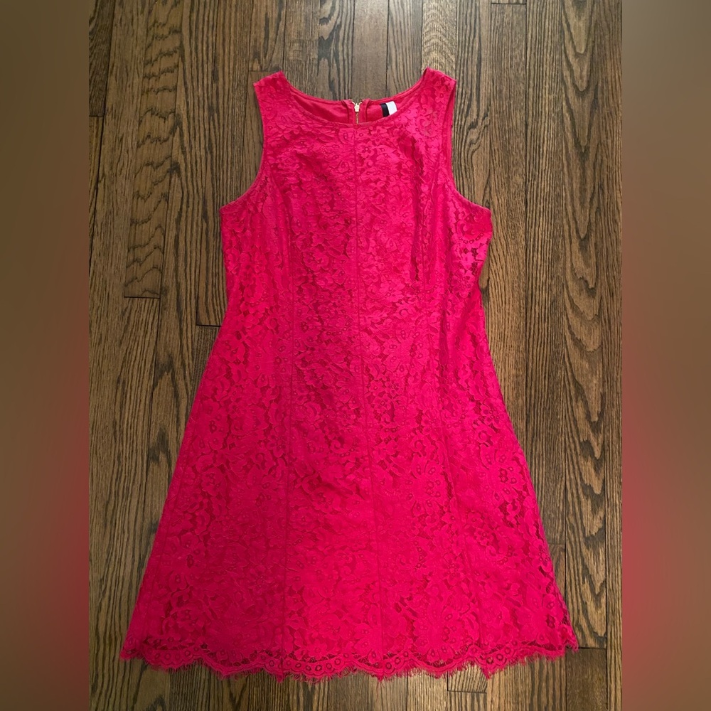 Elegant Lace Sleeveless Dress - pink
